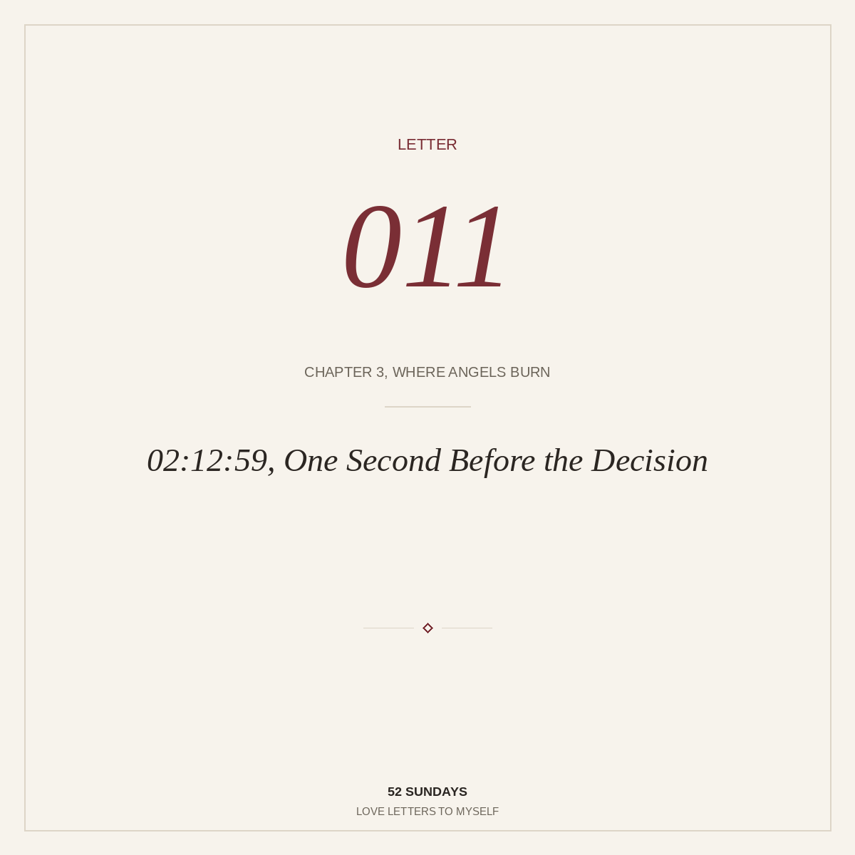 Letter 011 — 02:12:59, One Second Before the Decision
