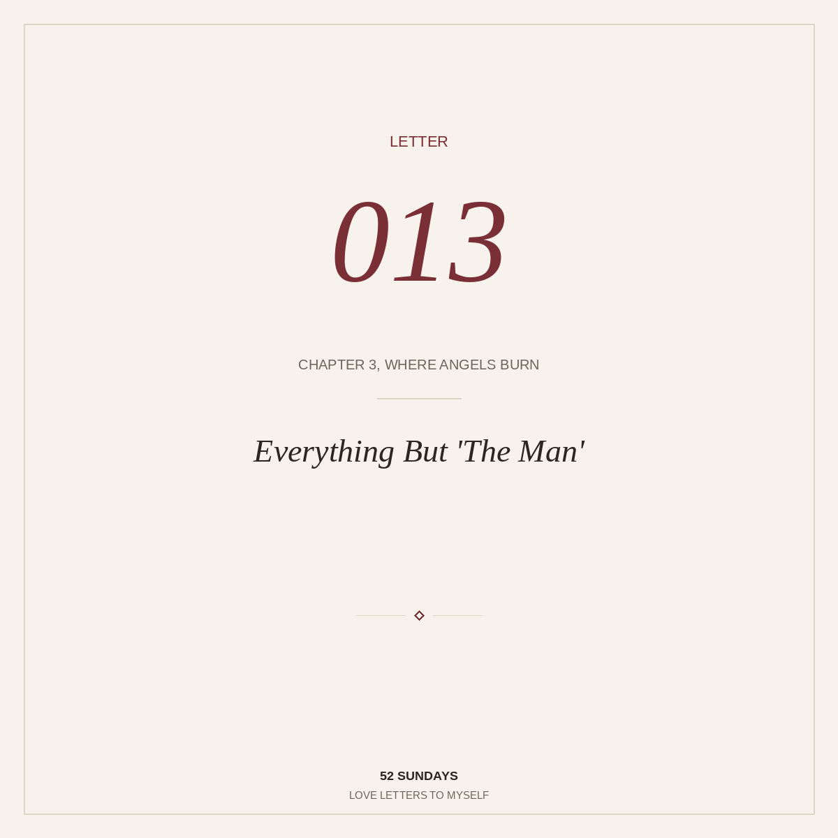 Letter 013 — Everything But 'The Man'